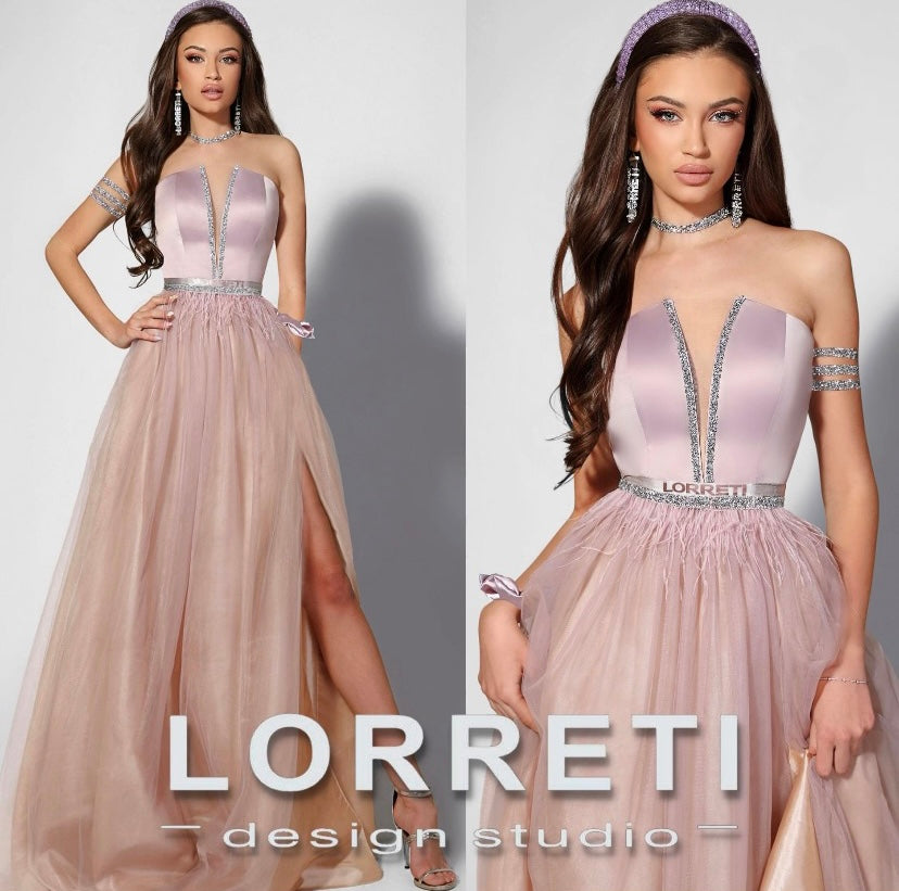 MAXI SKIRT AND CROP TOP SET CASSIE SATIN TULLE LAVENDER