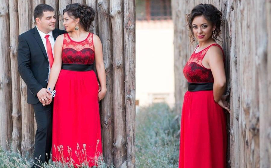 MAXI ROCHIE DANTELA TRICOT ROSU