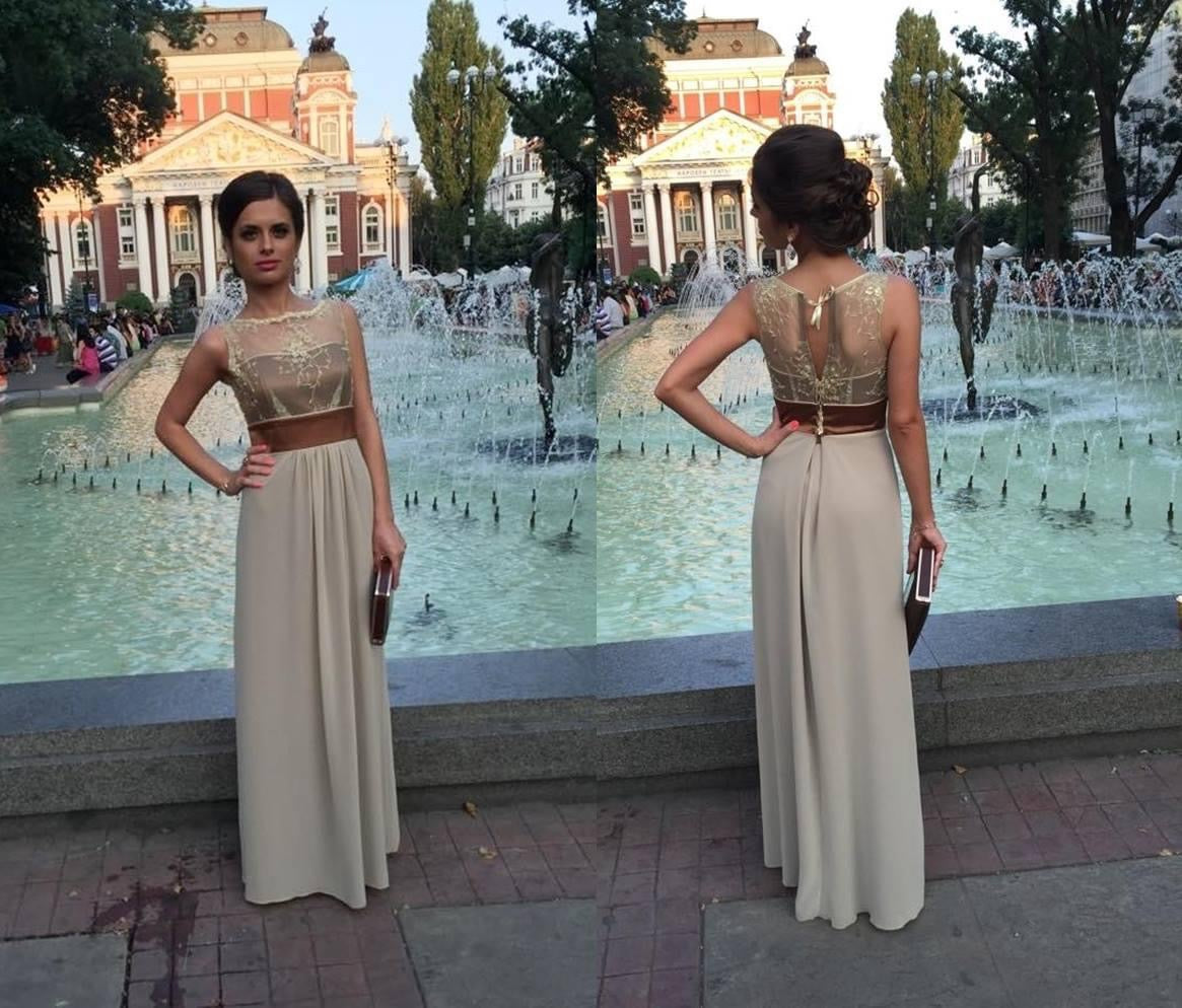 MAXI ROCHIE DANTELA ȘIFON BEJ / NUDE