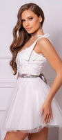 MINI DRESS MARY LACE TULLE WHITE