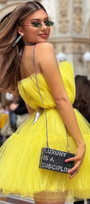 MINI DRESS BARBIE TULLE YELLOW