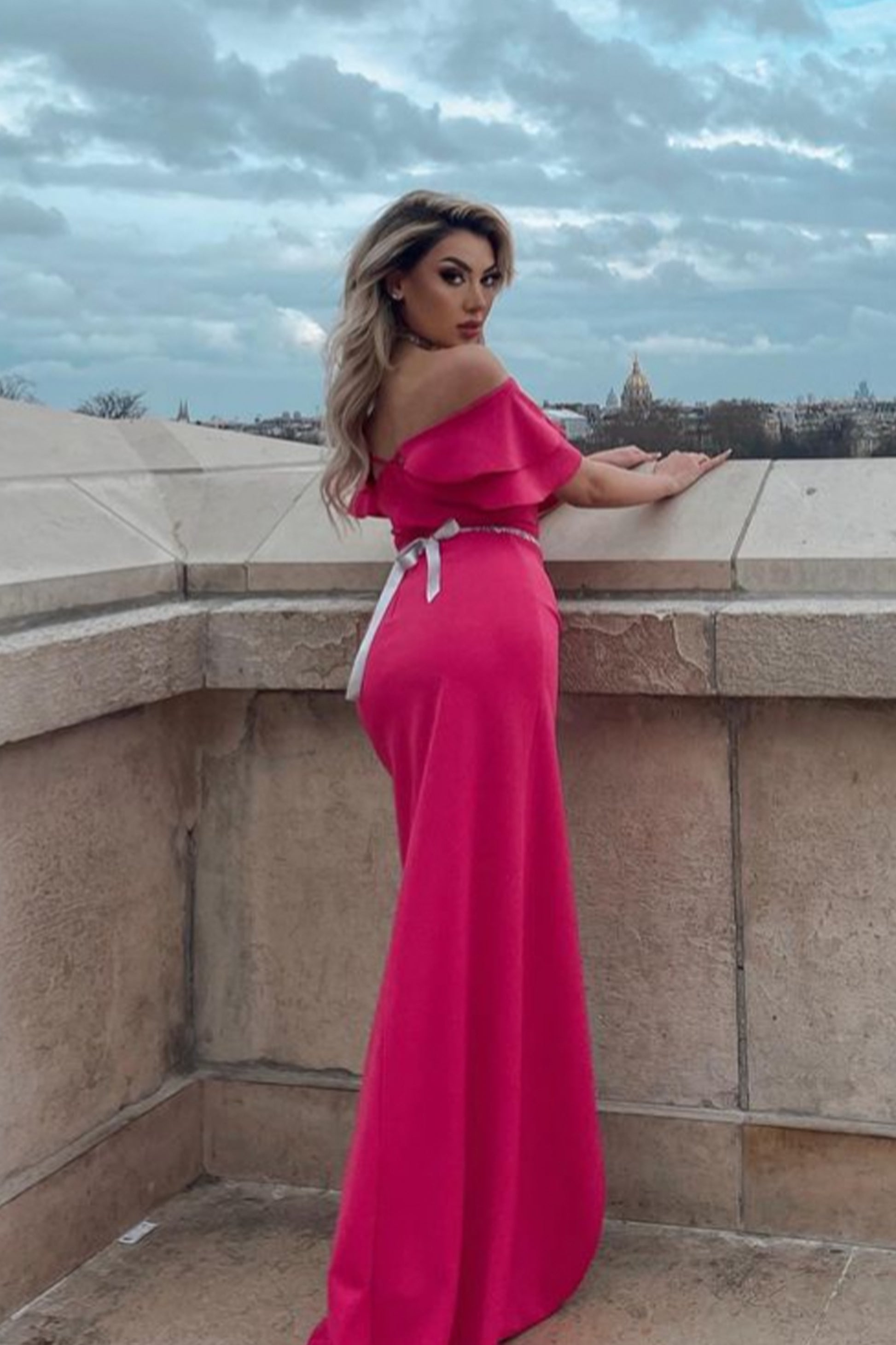 MAXI DRESS MADELYN TRICOT HOT PINK