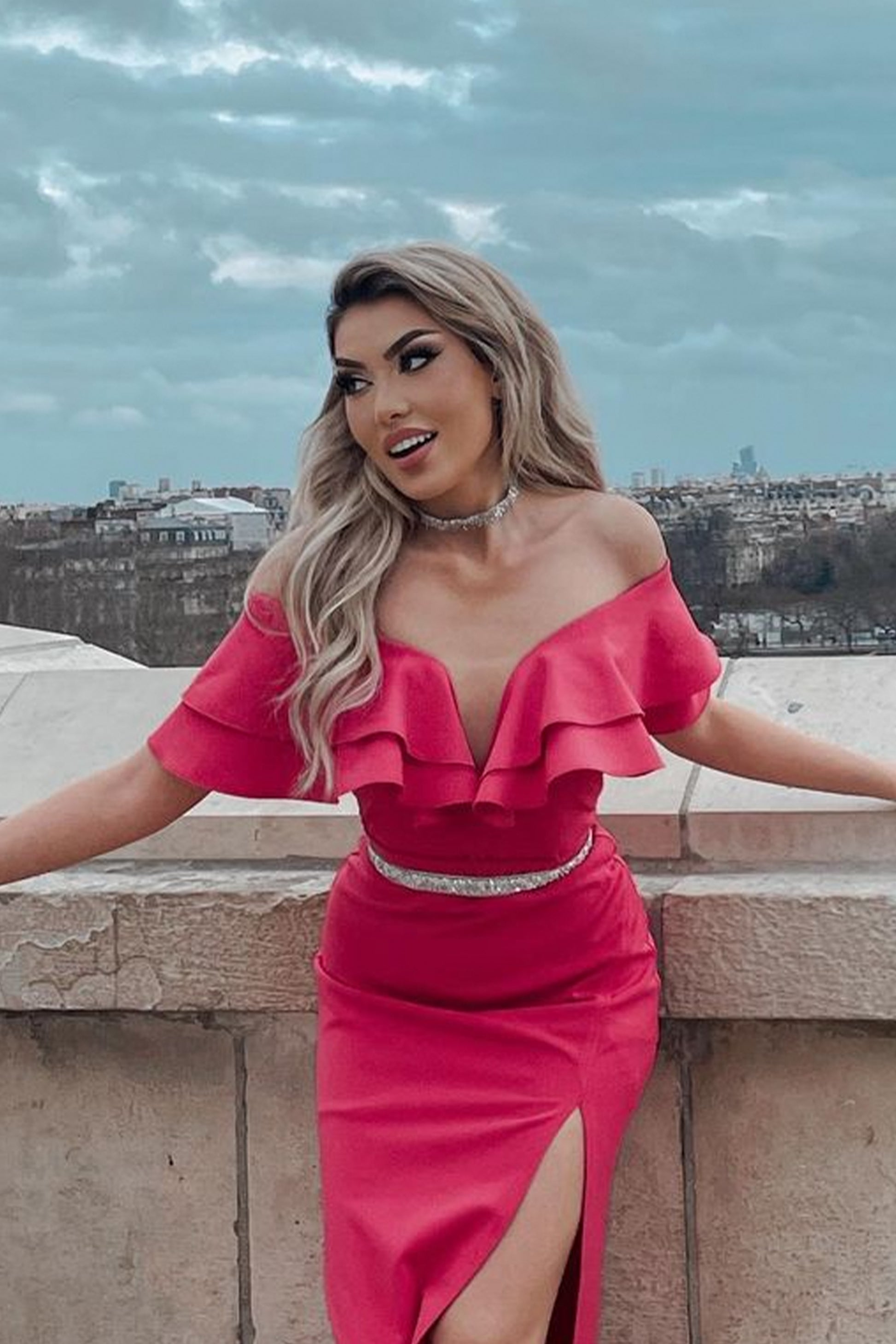 MAXI DRESS MADELYN TRICOT HOT PINK