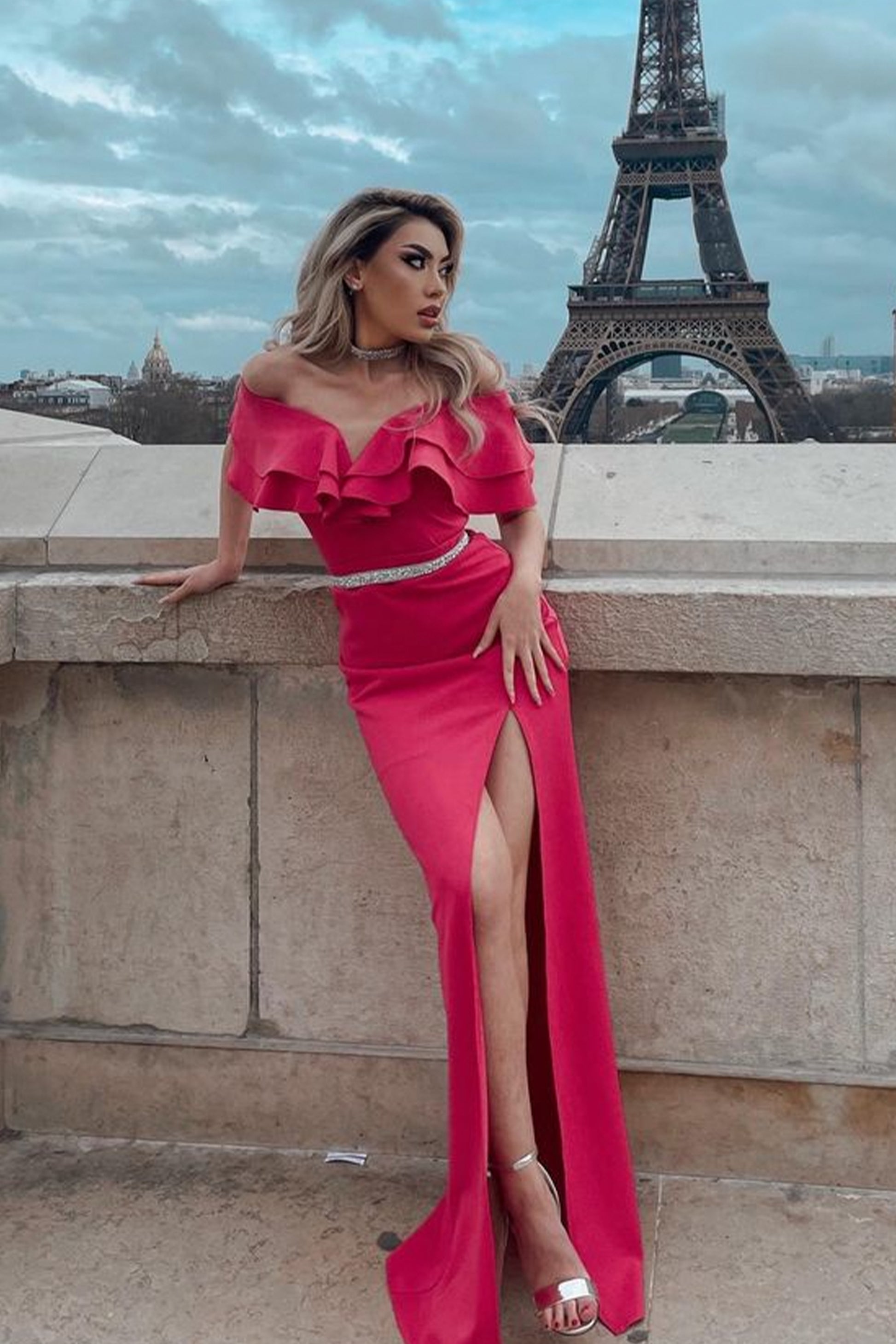 MAXI DRESS MADELYN TRICOT HOT PINK