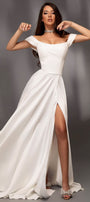 MAXI SKIRT AND CROP TOP SET ELIANA GLITTER LACE SATIN WHITE