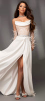 MAXI CONJUNTO TOP CON FALDA CASSIEANE SATÍN ЕNCAJE BRILLANTE BLANCO CON NUDE