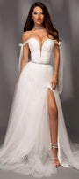 MAXI SKIRT AND CROP TOP SET CHARLOTTE GLITTER LACE GLITTER TULLE WHITE
