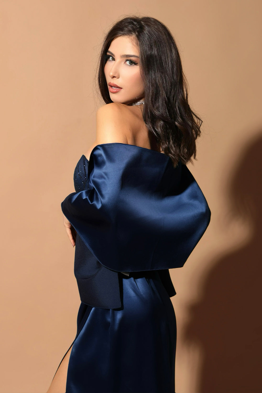 SCARF SOFT SATIN DARK BLUE