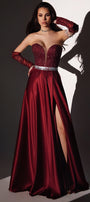 МAXI SET TOP CON GONNA GRACELYN PIZZO GLITTERATO RASO BORDEAUX