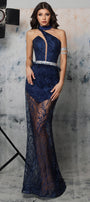 MAXI SKIRT AND CROP TOP SET NAVY GLITTER LACE DARK BLUE