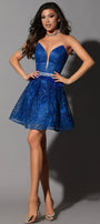 MINI CONJUNTO TOP CON FALDA KATRINE ЕNCAJE BRILLANTE AZUL COBALTO