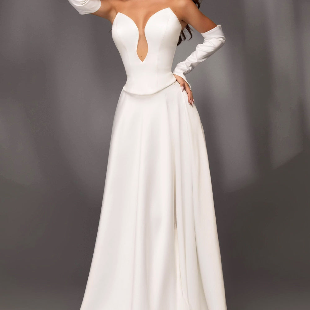 MAXI SKIRT AND CROP TOP SET REMI SATIN WHITE