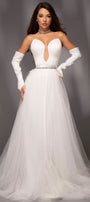МAXI SET TOP CON GONNA LAILA RASO BROCCATO DI TULLE BIANCA