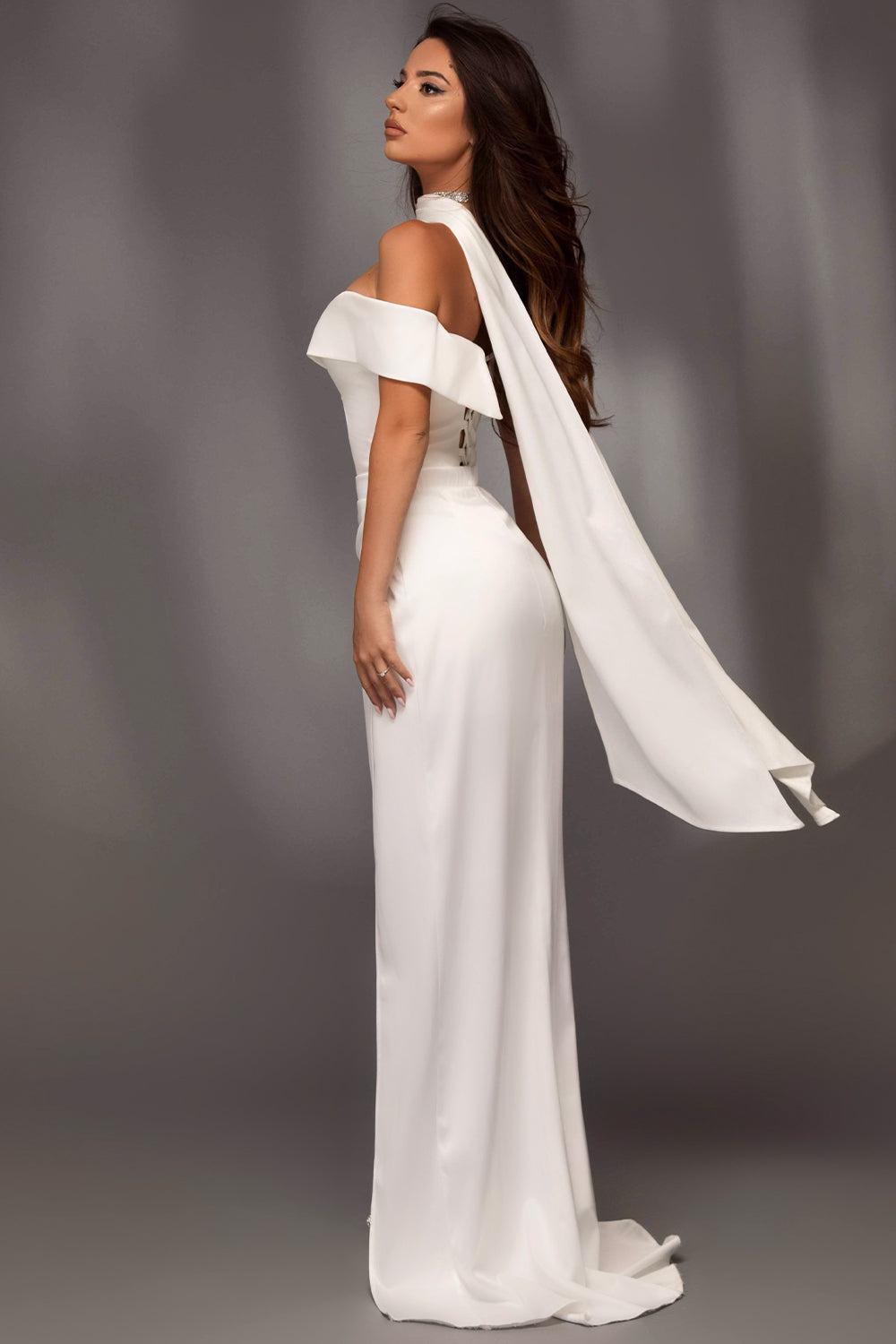 MAXI SKIRT AND CROP TOP SET HONEY SATIN WHITE