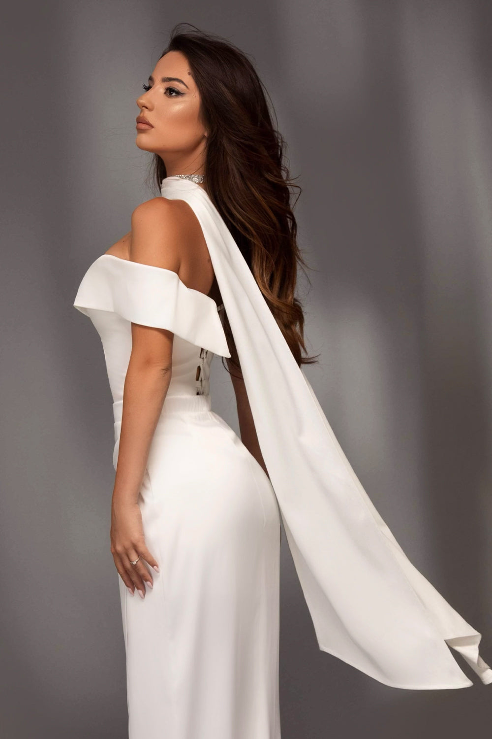 SCARF SILK SATIN WHITE