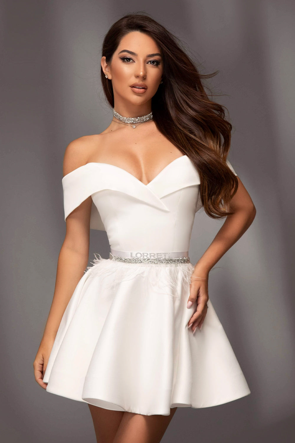 MINI SKIRT AND CROP TOP SET PEARL SATIN WHITE