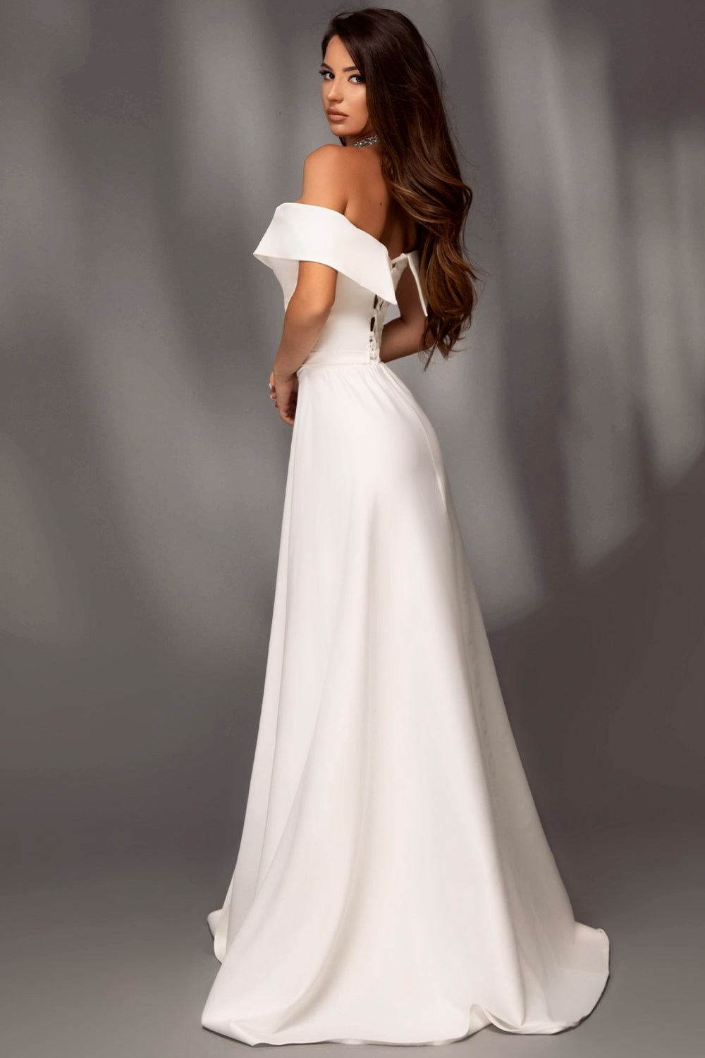 MAXI SKIRT AND CROP TOP SET ALEXANDRA SATIN WHITE