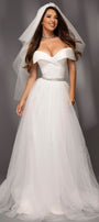 МAXI SET TOP CON GONNA LULU RASO BROCCATO DI TULLE BIANCA