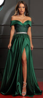 MAXI SKIRT AND CROP TOP SET LILA GLITTER LACE SATIN DARK GREEN