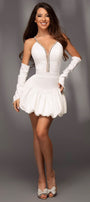 MINI CONJUNTO TOP CON FALDA SUNNY SATÍN PEDRERÍA BLANCO