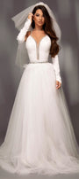 МAXI SET TOP CON GONNA BRIAR RASO STRASS BROCCATO DI TULLE BIANCA