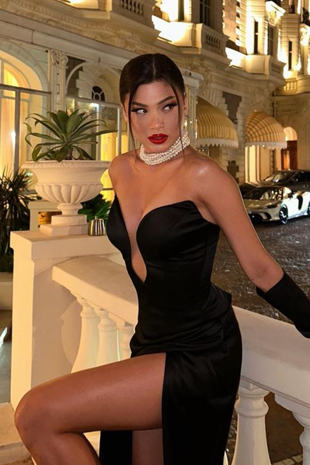 MAXI SKIRT AND CROP TOP SET 3 PARTS TESSA SATIN BLACK