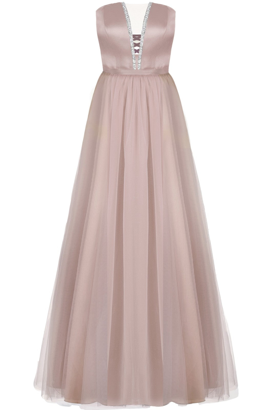 MAXI SKIRT AND CROP TOP SET CASSIE SATIN TULLE LAVENDER