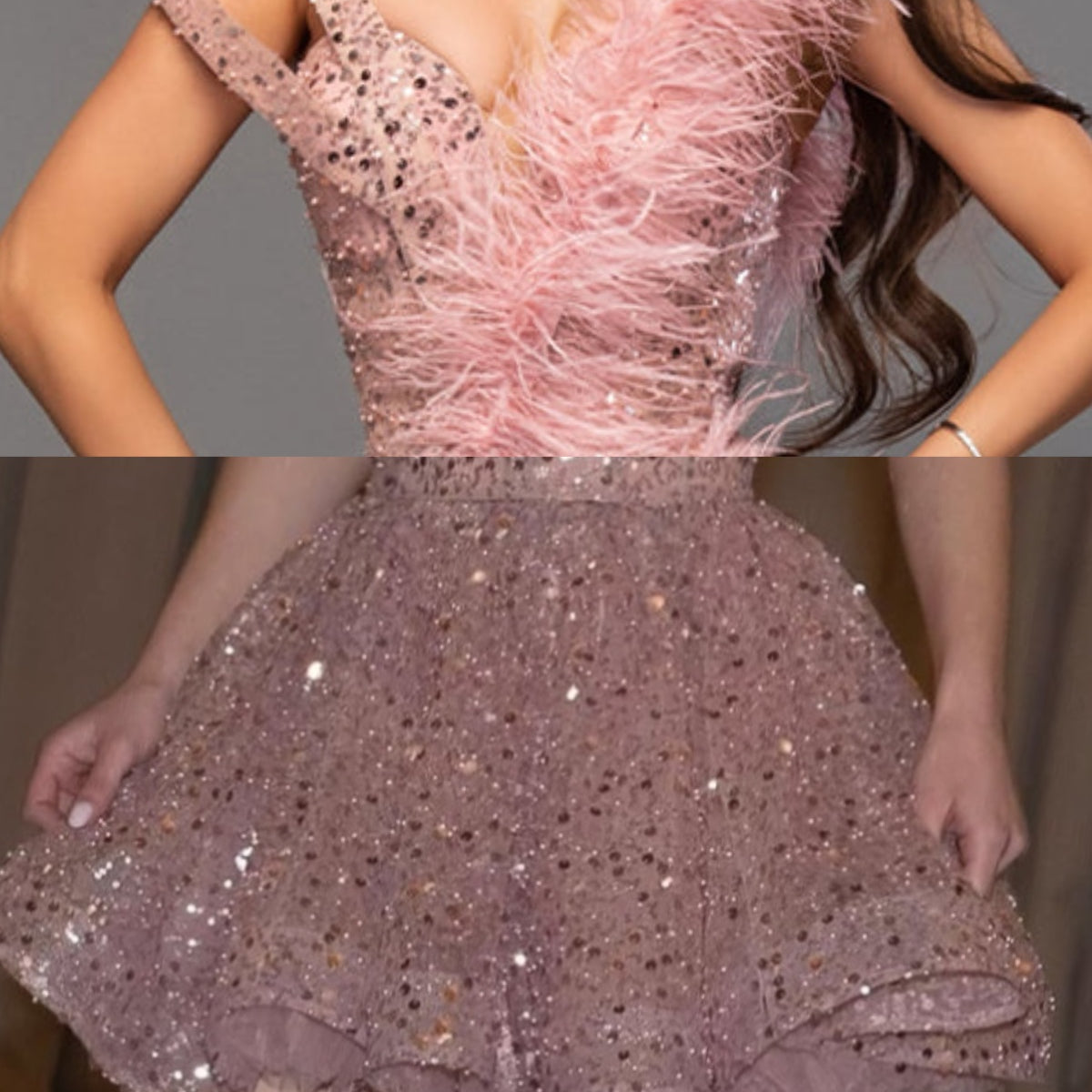 MAXI CONJUNTO TOP CON FALDA PARTY QUEEN LENTEJUELAS SATÍN ROSA FUERTE
