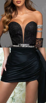 SET FUSTĂ MINI ȘI TOP CURPT ERIN GLITTER LACE SATIN ARGINTIU