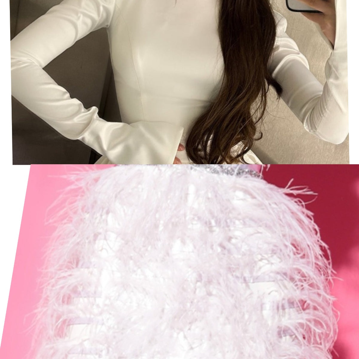 MINI CONJUNTO TOP CON FALDA PEARL SATÍN BLANCO