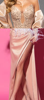MAXI SKIRT AND CROP TOP SET DENISE SEQUIN SATIN GOLDEN