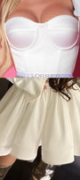 MINI CONJUNTO TOP CON FALDA PEARL SATÍN BLANCO
