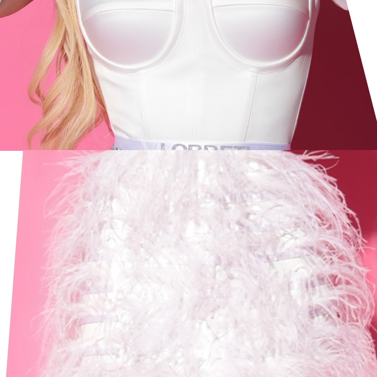 MINI SET 3 PIESE TOP CU FUSTA MIRA SATIN PENE ROZ APRINS