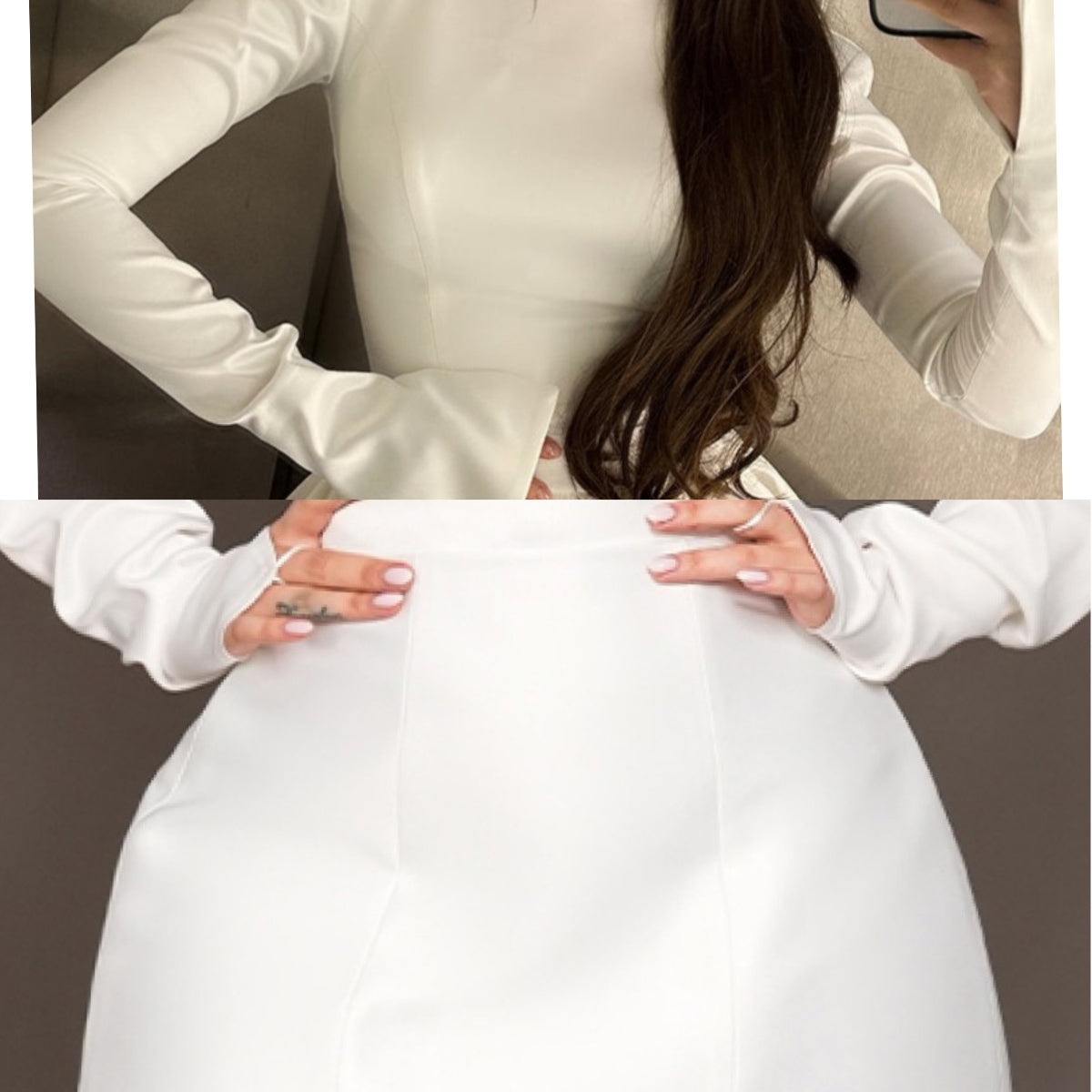 MINI CONJUNTO TOP CON FALDA PEARL SATÍN BLANCO