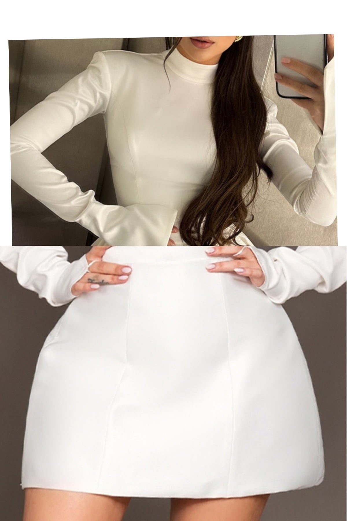 MINI CONJUNTO TOP CON FALDA PEARL SATÍN BLANCO
