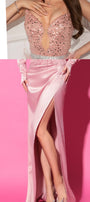 MAXI CONJUNTO TOP CON FALDA PARTY QUEEN LENTEJUELAS SATÍN ROSA FUERTE