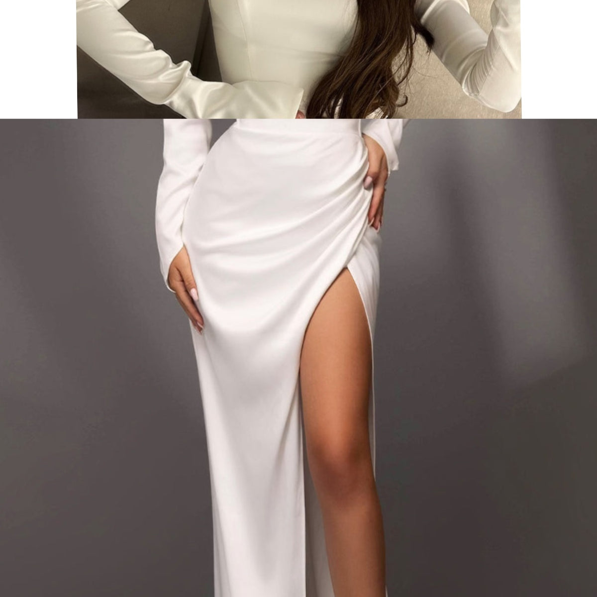 MINI CONJUNTO TOP CON FALDA PEARL SATÍN BLANCO