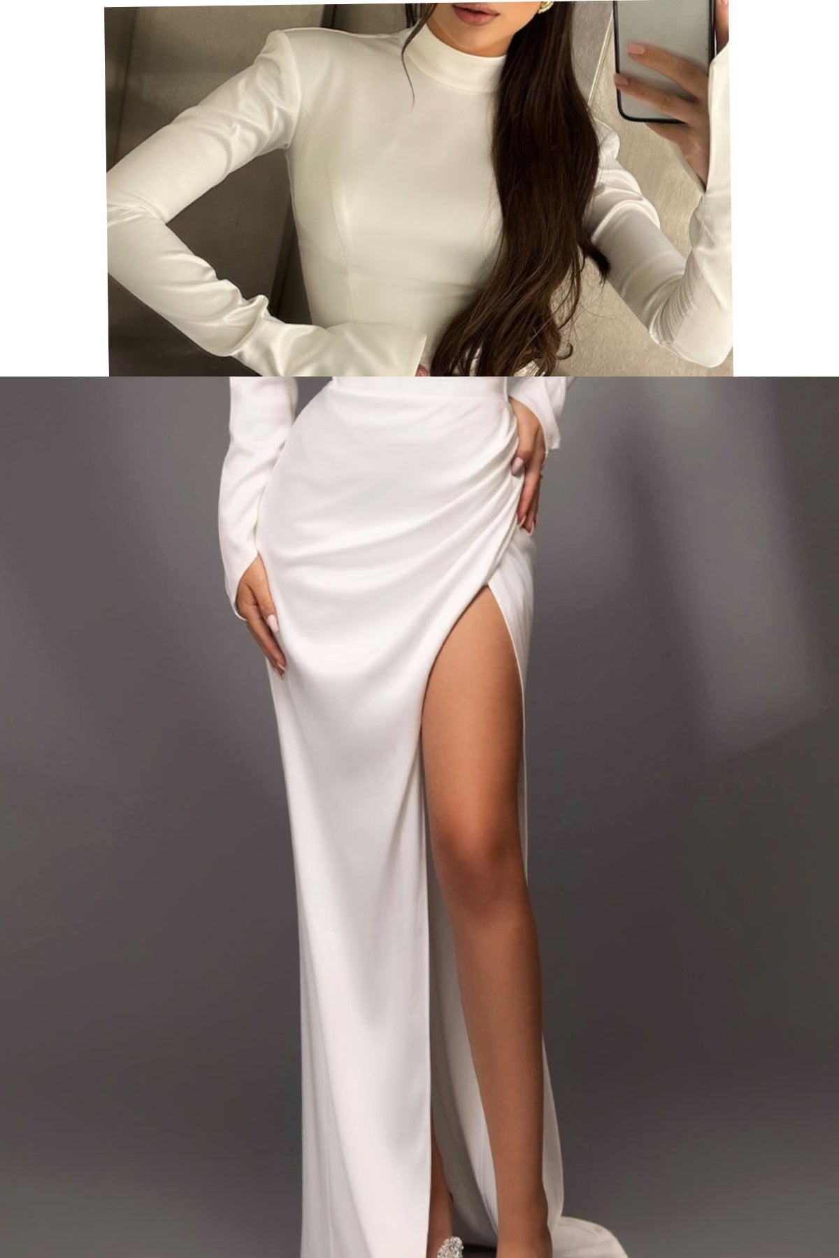 MINI CONJUNTO TOP CON FALDA PEARL SATÍN BLANCO