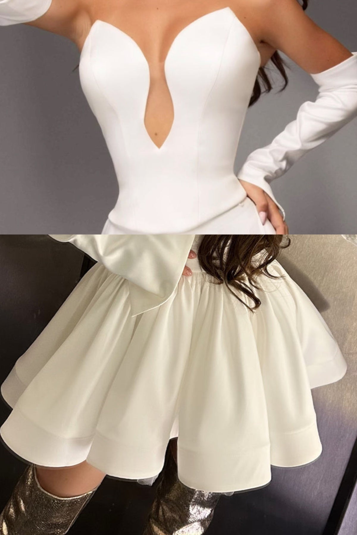 MINI CONJUNTO TOP CON FALDA MILANI SATÍN BLANCO