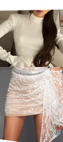 MINI CONJUNTO TOP CON FALDA PEARL SATÍN BLANCO