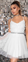 MINI VESTIDO ARIA ЕNCAJE TUL BLANCO