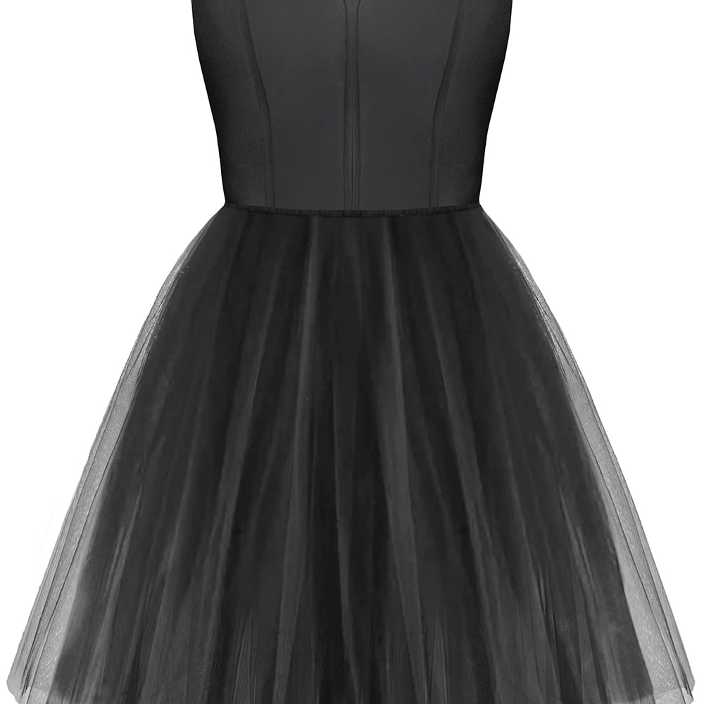 MINI DRESS VIVIEN TRICOT TULLE BLACK