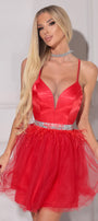 MINI ROCHIE ANNI SATIN TUL ROSU