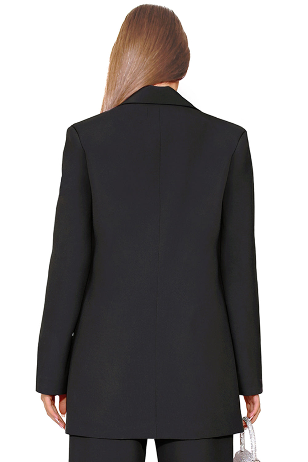 MAXI BLAZER 2 PARTS AND PANTS SET BOSSY BI-STRETCH FABRIC BLACK