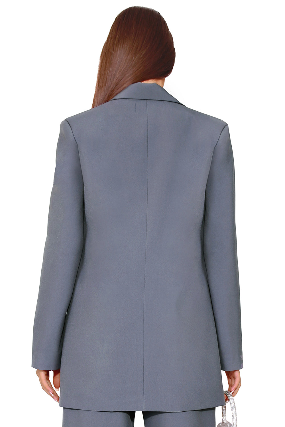 MAXI BLAZER AND PANTS SET 2 PARTS BOSSY BI-STRETCH FABRIC DARK GREY