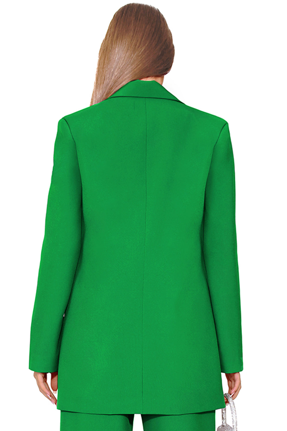 MAXI BLAZER AND PANTS SET 2 PARTS BOSSY BI-STRETCH FABRIC GREEN