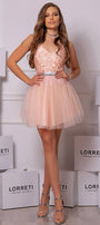 MINI DRESS ARIA LACE TULLE SOFT PEACH