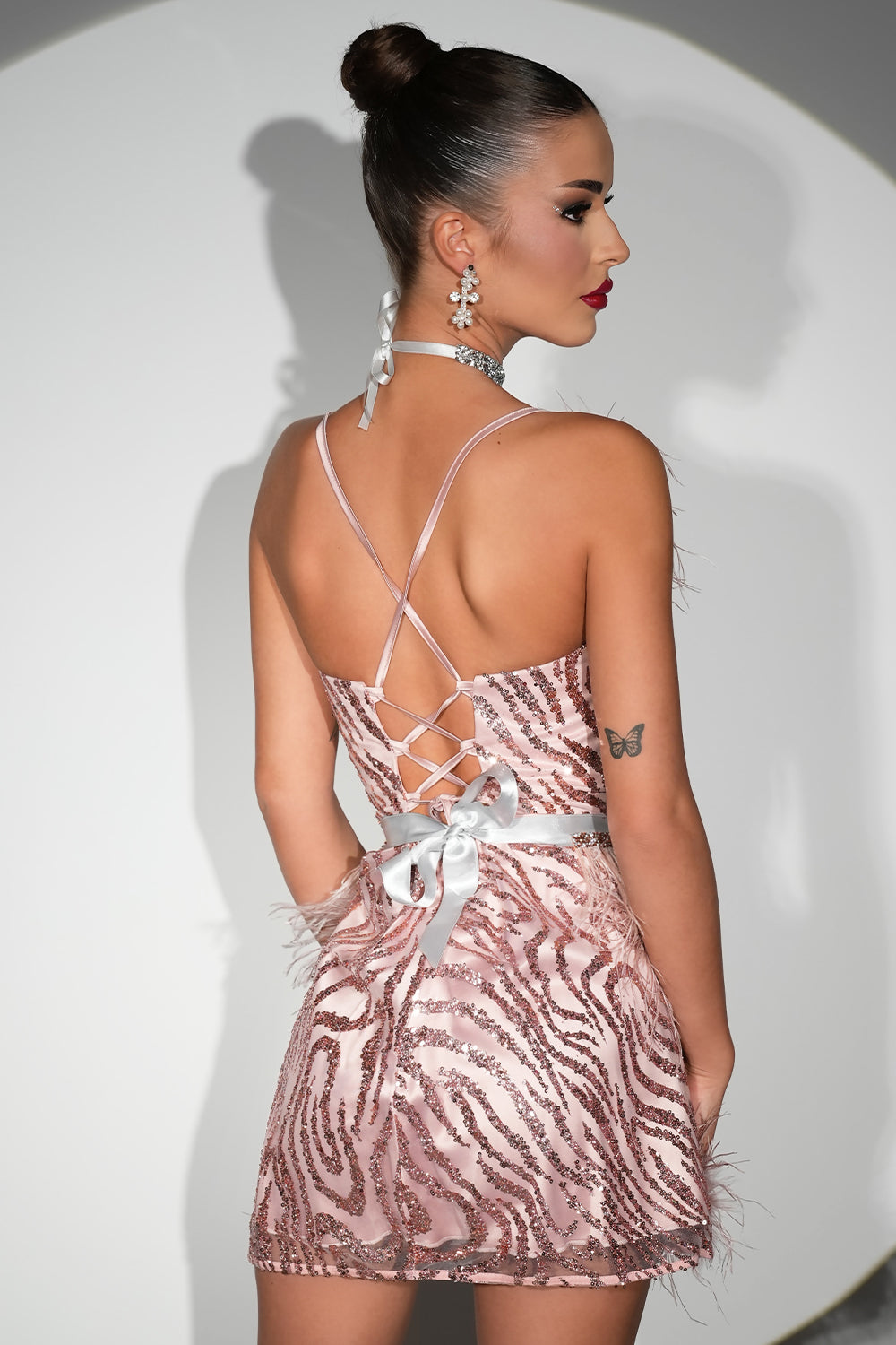 ΜΊΝΙ ΣΕΤ ΤΟΠ ΜΕ ΦΟΎΣΤΑ CALLISTA ΦΤΕΡΑ ΓΚΛΊΤΕΡ ΔΑΝΤΈΛΑ ΤΟΎΛΙ ΣΚΌΝΗ ΡΟΖ