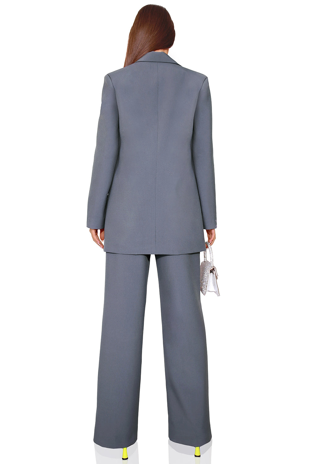 MAXI BLAZER AND PANTS SET 2 PARTS BOSSY BI-STRETCH FABRIC DARK GREY