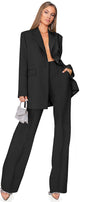 MAXI BLAZER 2 PARTS AND PANTS SET BOSSY BI-STRETCH FABRIC BLACK